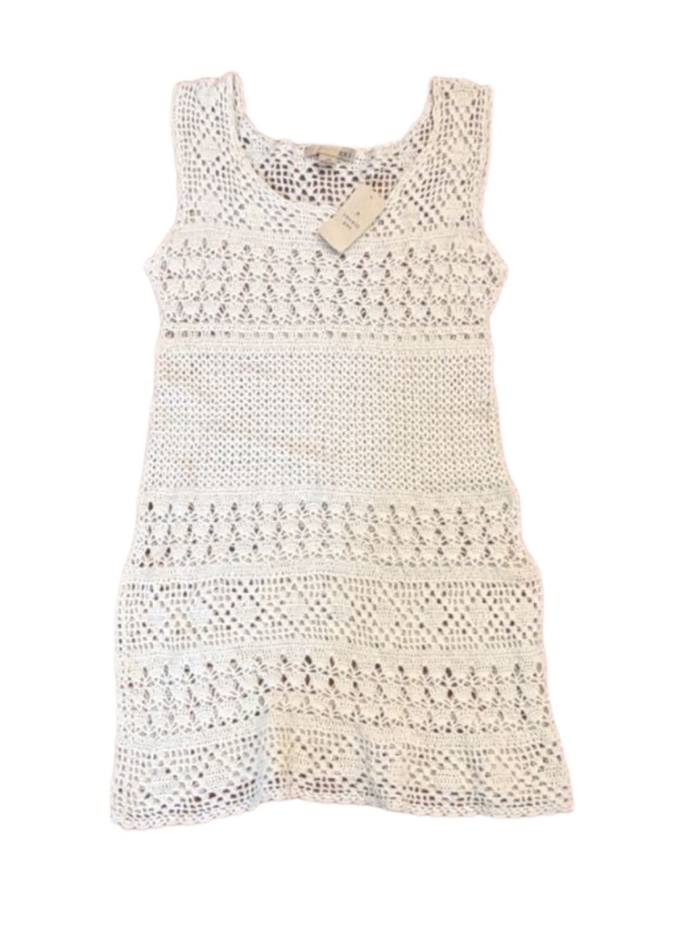NWT Forever 21 XXI ivory white crochet mini dress cover up M L